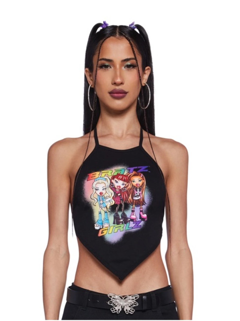 Dolls Kill x Brats Y2K Handkerchief Hem  Crop Fit Halter Top Sz XXS